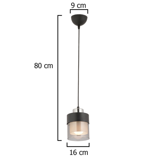 Lustra HubRom, BORIS 3476-01-CH 12x65 cm 1xE27-60W Negru / Crom