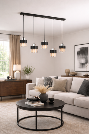 Lustra HubRom, BORIS 3476-05S-CH 75x70 cm 5xE27-60W Negru / Crom