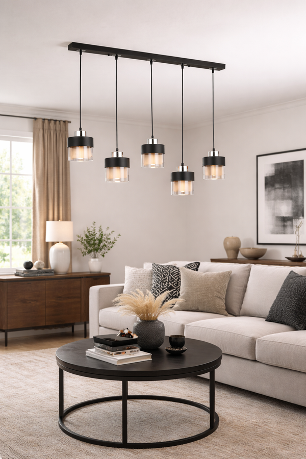 Lustra HubRom, BORIS 3476-05S-CH 75x70 cm 5xE27-60W Negru / Crom