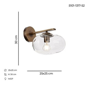 Aplica HubRom, BULUT 5101-1317-52 25x25xHmax30 cm 1xE27-60W Antiq