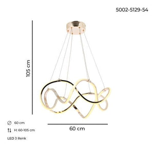 Lustra Led HubRom, BURGAZ Auriu 5002-5129-54 60x60xHmax105 cm 60 W / 3200 L  Lumina Calda,Rece,Neutra
