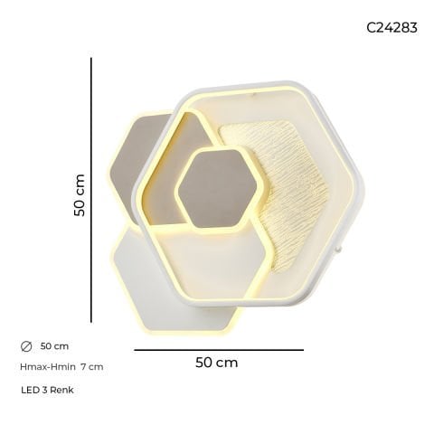 Plafoniera Led HubRom, HERMES C24283 50x8 cm Lumina Calda,Rece,Neutra