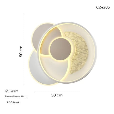 Plafoniera Led HubRom, GUNES C24285 50x8 cm Lumina Calda,Rece,Neutra