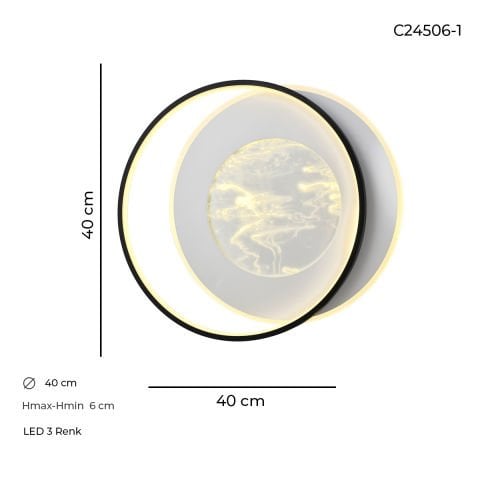 Plafoniera Led HubRom, EREN C24506-1 40x6 cm Lumina Calda,Rece,Neutra