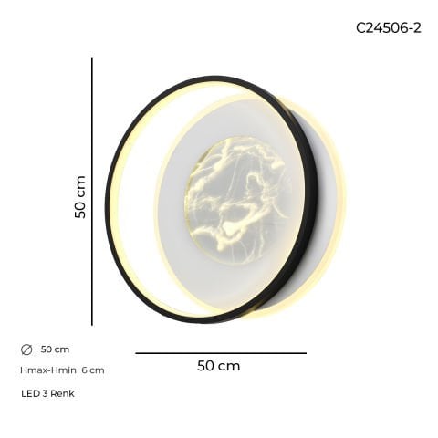 Plafoniera Led HubRom, ATLAS C24506-2 50x6 cm Lumina Calda,Rece,Neutra