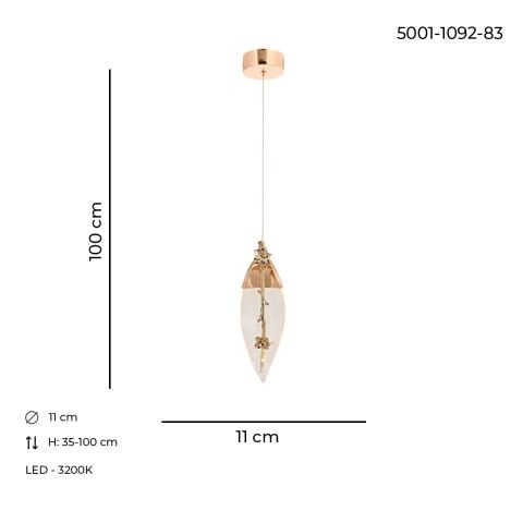 Lustra Led HubRom, CHERRY Auriu 5001-1092-83 11x11xHmax100 cm 3200 K Lumina Neutra