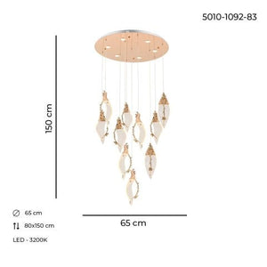 Lustra Led HubRom, CHERRY Auriu 5010-1092-83 65x65xHmax200 cm 3200 K Lumina Neutra