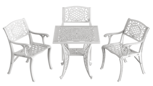 Set Mobilier Gradina HubRom, 1xMasa Patrata(75x75x72), 3xScaun CUNDA(43x42x50x91) Alb