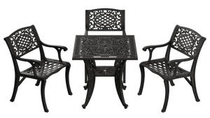 Set Mobilier Gradina HubRom, 1xMasa Patrata(75x75x72), 3xScaun CUNDA(43x42x50x91) Negru