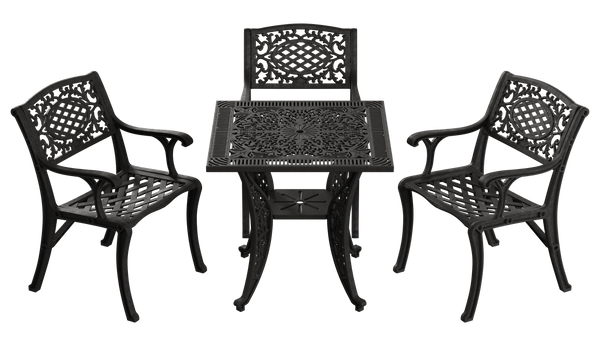 Set Mobilier Gradina HubRom, 1xMasa Patrata(75x75x72), 3xScaun CUNDA(43x42x50x91) Negru