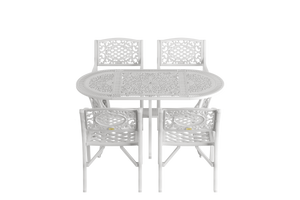 Set Mobilier Gradina HubRom, 1xMasa Ovala(75x150x72), 4xScaun CUNDA(43x42x50x91) Alb