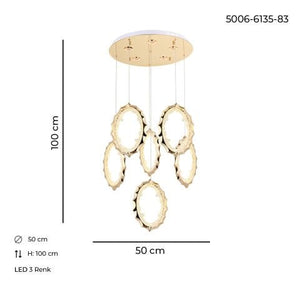 Lustra Led HubRom, DAMLA Auriu 5006-6135-83 50x50xHmax150 cm Lumina Calda,Rece,Neutra