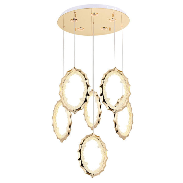 Lustra Led HubRom, DAMLA Auriu 5006-6135-83 50x50xHmax150 cm Lumina Calda,Rece,Neutra