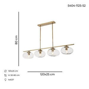 Lustra HubRom, DANTE 5404-1125-52 120x25xHmax80 cm 4xE27-60W Antiq