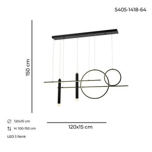 Lustra Led HubRom, DEFNE Negru 5405-1418-64 120x15xHmax150 cm Lumina Calda,Rece,Neutra