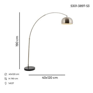 Lampadar HubRom, DEVE BOYNU 5301-3897-53 40x120xHmax190 cm 1xE27-60W Crom Satinat
