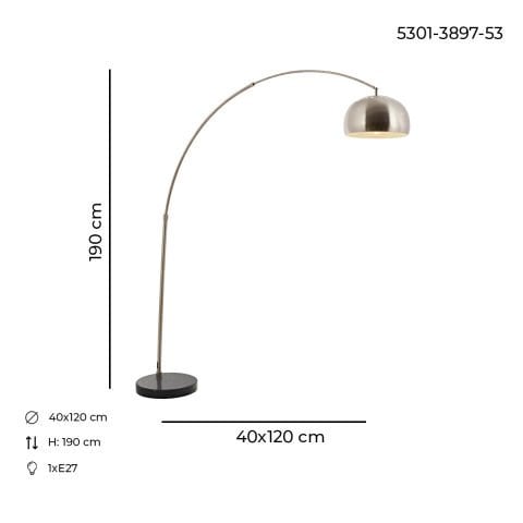 Lampadar HubRom, DEVE BOYNU 5301-3897-53 40x120xHmax190 cm 1xE27-60W Crom Satinat