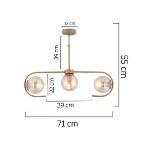 Lustra HubRom, DIASPOR 3948-03-FR 71x55 cm 3xE27-60W Antiq