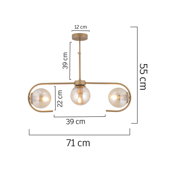 Lustra HubRom, DIASPOR 3948-03-FR 71x55 cm 3xE27-60W Antiq