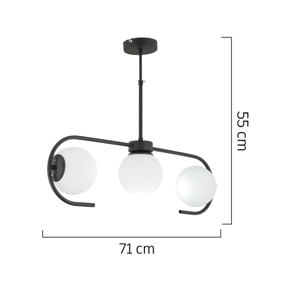 Lustra HubRom, DIASPOR 3948-03-BL 71x55 cm 3xE27-60W Negru