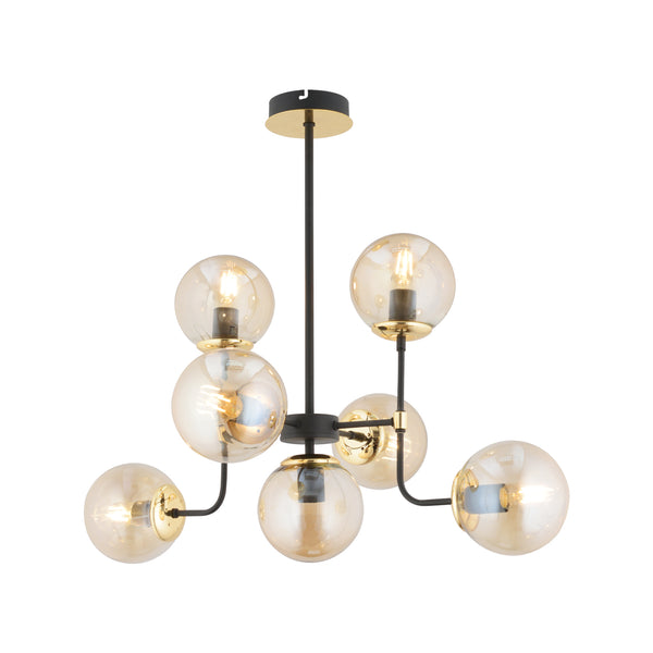 Lustra HubRom, ECE 3945-07-GD-BL 45x70 cm 7xE27-60W Negru / Auriu