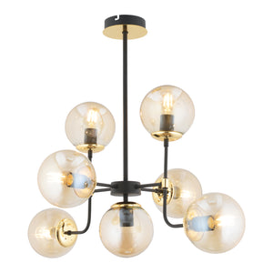 Lustra HubRom, ECE 3945-07-GD-BL 45x70 cm 7xE27-60W Negru / Auriu