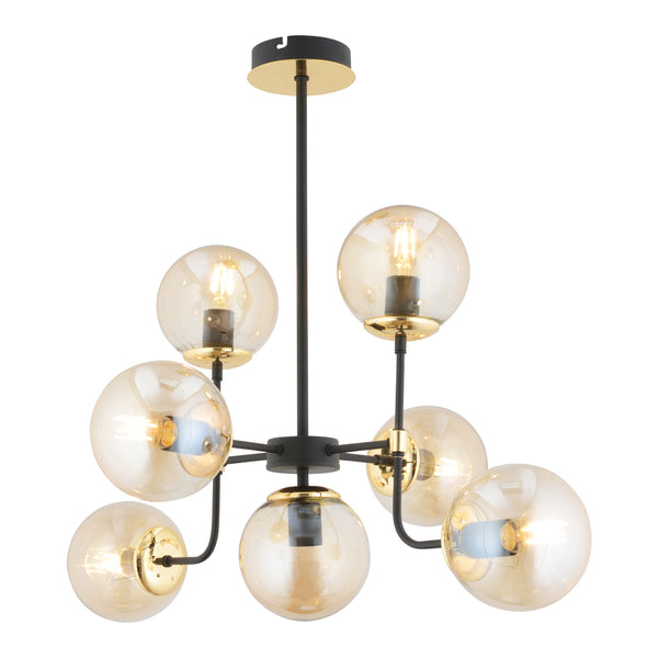 Lustra HubRom, ECE 3945-07-GD-BL 45x70 cm 7xE27-60W Negru / Auriu