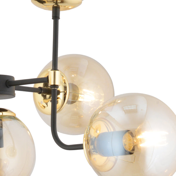 Lustra HubRom, ECE 3945-07-GD-BL 45x70 cm 7xE27-60W Negru / Auriu