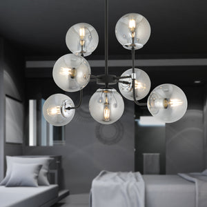 Lustra HubRom, ECE 3945-07-CH-BL 45x70 cm 7xE27-60W Negru / Crom