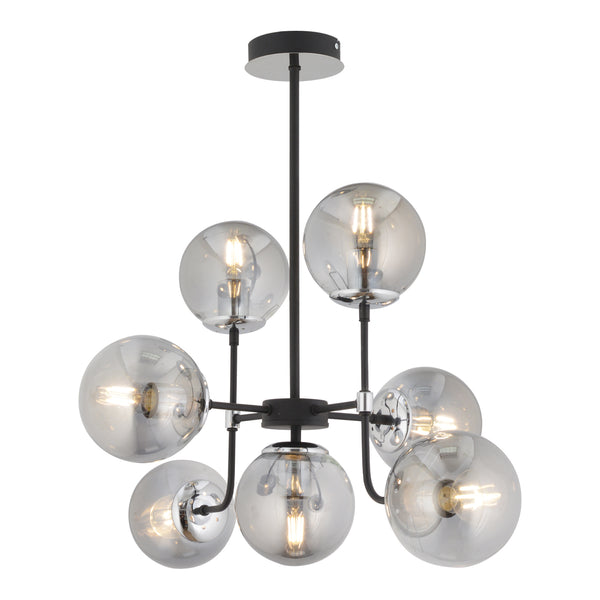 Lustra HubRom, ECE 3945-07-CH-BL 45x70 cm 7xE27-60W Negru / Crom