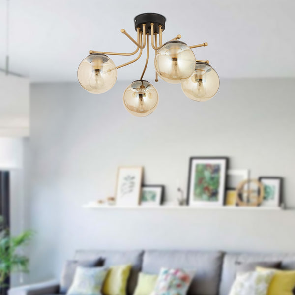 Plafonieara HubRom, EDIN 3559-04-BL 55x33 cm 4xE27-60W Negru /Antiq