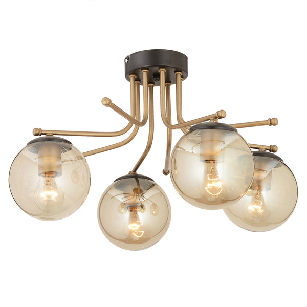 Plafonieara HubRom, EDIN 3559-04-BL 55x33 cm 4xE27-60W Negru /Antiq