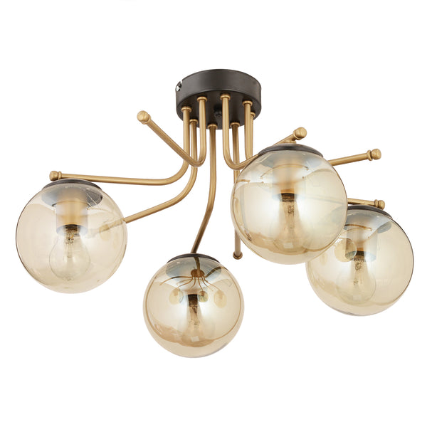 Plafonieara HubRom, EDIN 3559-04-BL 55x33 cm 4xE27-60W Negru /Antiq