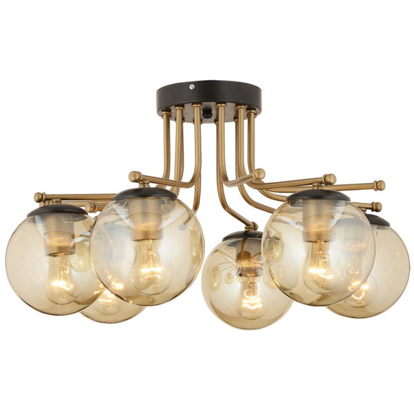 Plafonieara HubRom, EDIN 3559-06-BL 55x33 cm 6xE27-60W Negru /Antiq