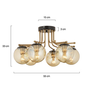 Plafonieara HubRom, EDIN 3559-06-BL 55x33 cm 6xE27-60W Negru /Antiq