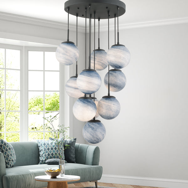 Lustra HubRom, EFSER 4110-10-BL 40x90 cm 10xE27-60W Negru