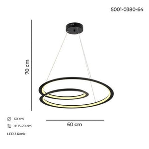 Lustra Led HubRom, EFSUS Negru 5001-0380-64 60x60xHmax70 cm Lumina Calda,Rece,Neutra