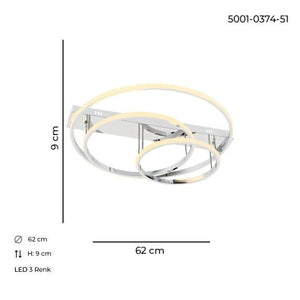 Plafoniera Led HubRom, ENVA Crom  5001-0374-51 60x60xHmax9 cm Lumina Calda,Rece,Neutra