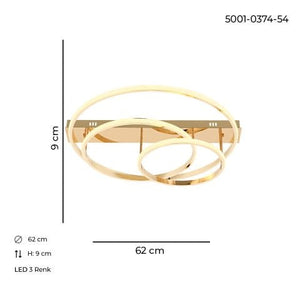 Plafoniera Led HubRom, ENVA Auriu  5001-0374-54 60x60xHmax9 cm Lumina Calda,Rece,Neutra
