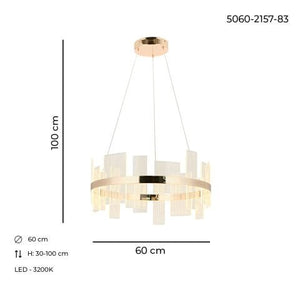 Lustra Led HubRom, GARTNER Auriu 5060-2157-83 60x60xHmax100 cm 3200 K Lumina Neutra