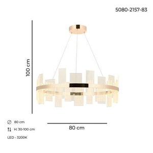 Lustra Led HubRom, GARTNER Auriu 5080-2157-83 80x80xHmax100 cm 3200 K Lumina Neutra