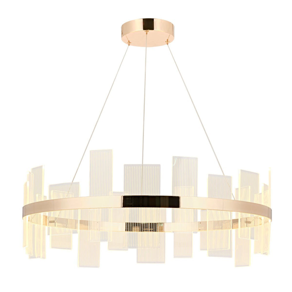 Lustra Led HubRom, GARTNER Auriu 5080-2157-83 80x80xHmax100 cm 3200 K Lumina Neutra