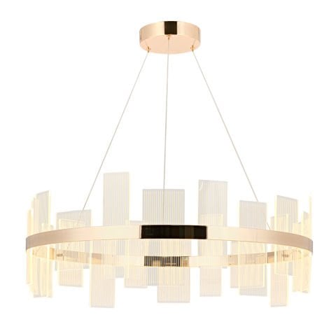 Lustra Led HubRom, GARTNER Auriu 5080-2157-83 80x80xHmax100 cm 3200 K Lumina Neutra