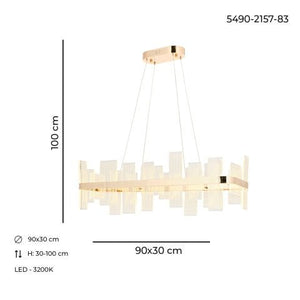 Lustra Led HubRom, GARTNER Auriu 5490-2157-83 90x35xHmax100 cm 3200 K Lumina Neutra