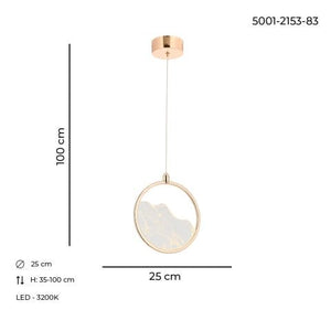 Lustra Led HubRom, GEYIK Auriu 5001-2153-83 25x25xHmax100 cm 3200 K Lumina Neutra