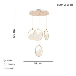 Lustra Led HubRom, GEYIK Auriu 5004-2153-83 50x50xHmax200 cm 3200 K Lumina Neutra