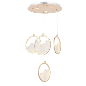 Lustra Led HubRom, GEYIK Auriu 5004-2153-83 50x50xHmax200 cm 3200 K Lumina Neutra