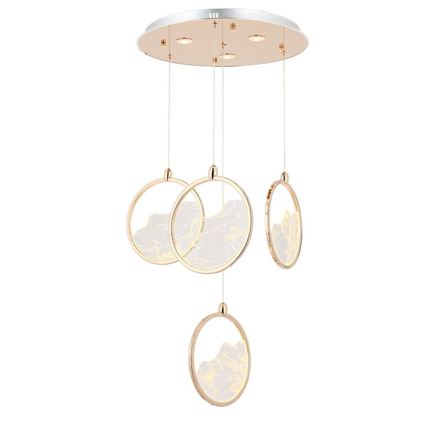 Lustra Led HubRom, GEYIK Auriu 5004-2153-83 50x50xHmax200 cm 3200 K Lumina Neutra