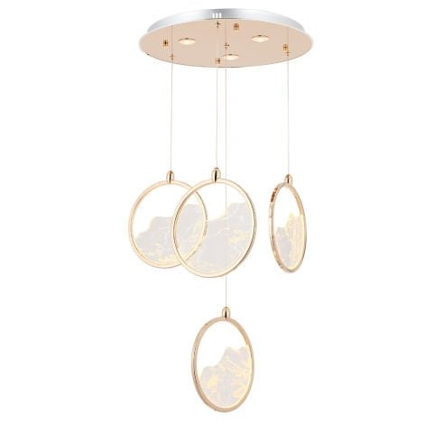 Lustra Led HubRom, GEYIK Auriu 5004-2153-83 50x50xHmax200 cm 3200 K Lumina Neutra