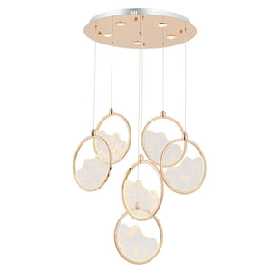 Lustra Led HubRom, GEYIK Auriu 5006-2153-83 55x55xHmax200 cm 3200 K Lumina Neutra